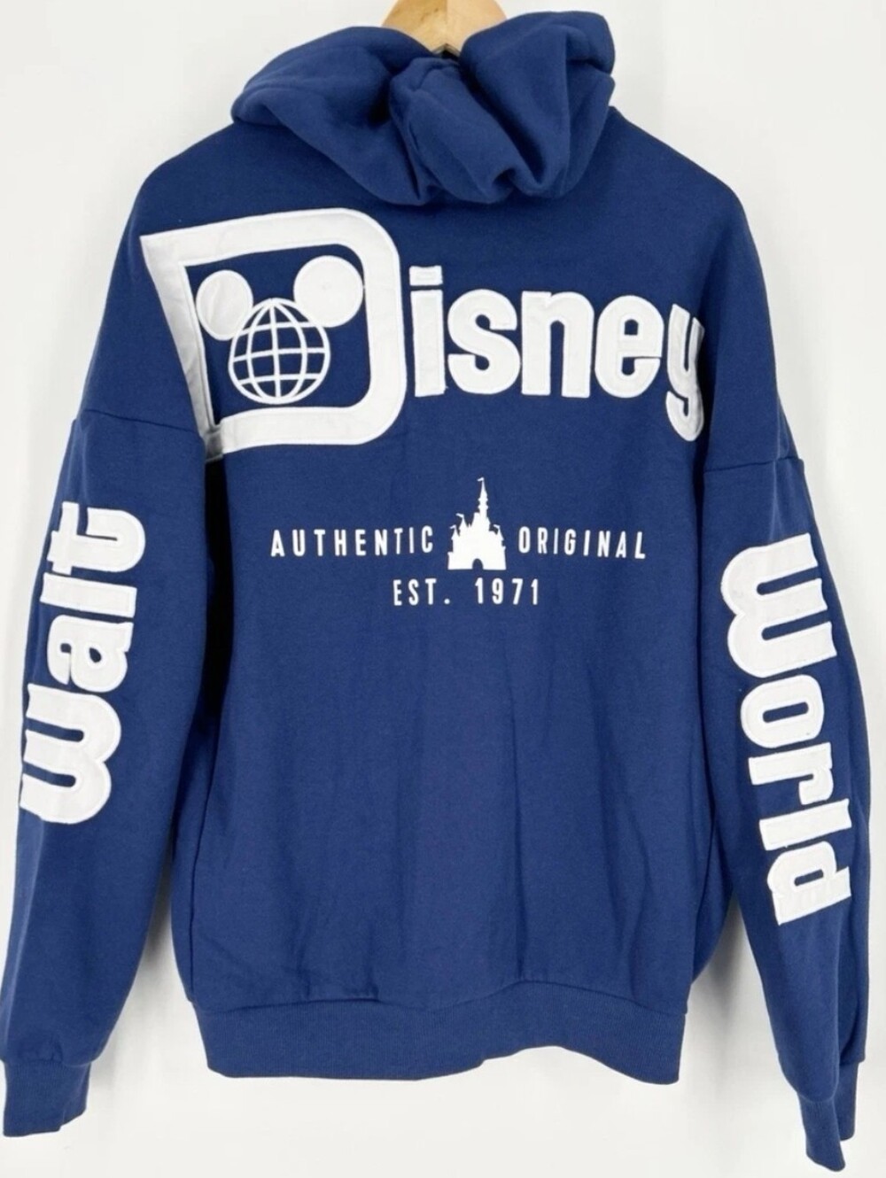 Disney Navy Blue Hoodie with White Walt Disney Graphics NEW Size SMALL